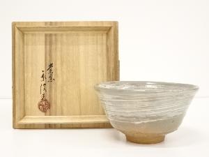 JAPANESE TEA CEREMONY / CHAWAN(TEA BOWL) / IZUSHI WARE / BRUSH MARKS / BY EISHIN NAGASAWA